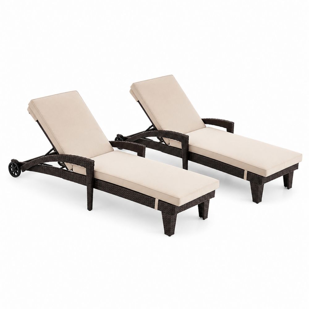 2er Set Sonnenliegen Polyrattan Aluminium Beige