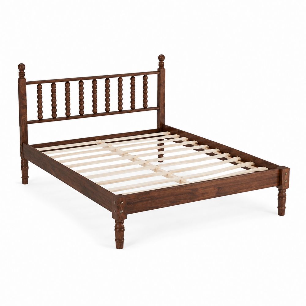 Holzbett Doppelbett mit Kopfteil Massivholz 200x160 cm Walnuss