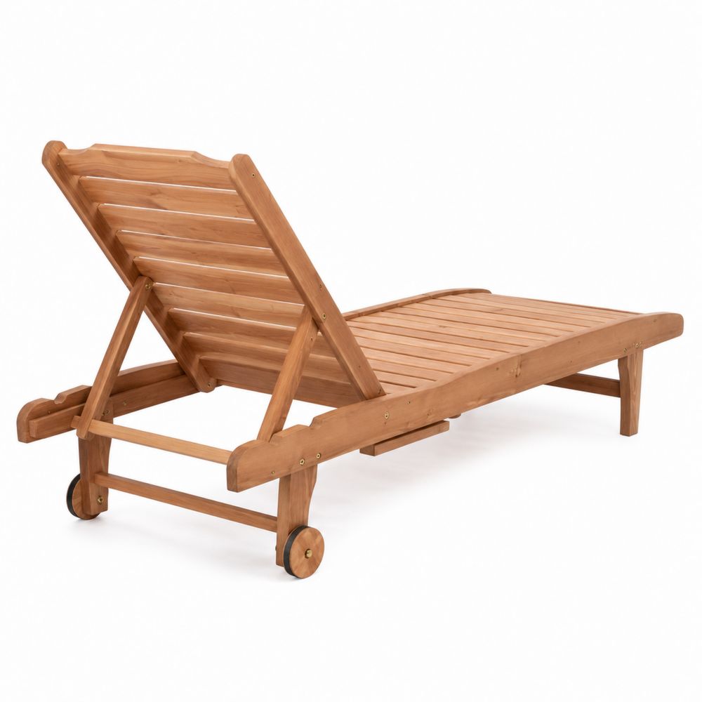Outdoor Liegestuhl Holz Verstellbar Mit Rollen 200x65x35 cm
