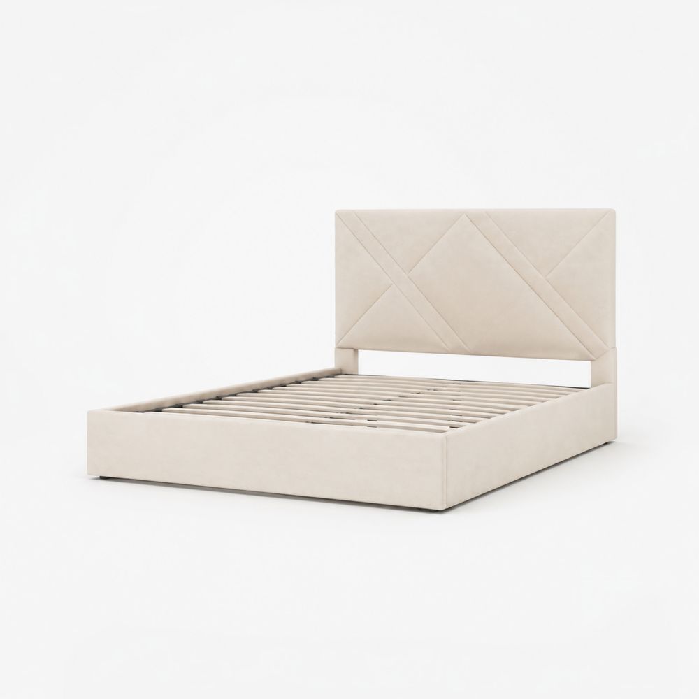 Polsterbett mit Mikrofaser Kopfteil Beige 200x150 cm
