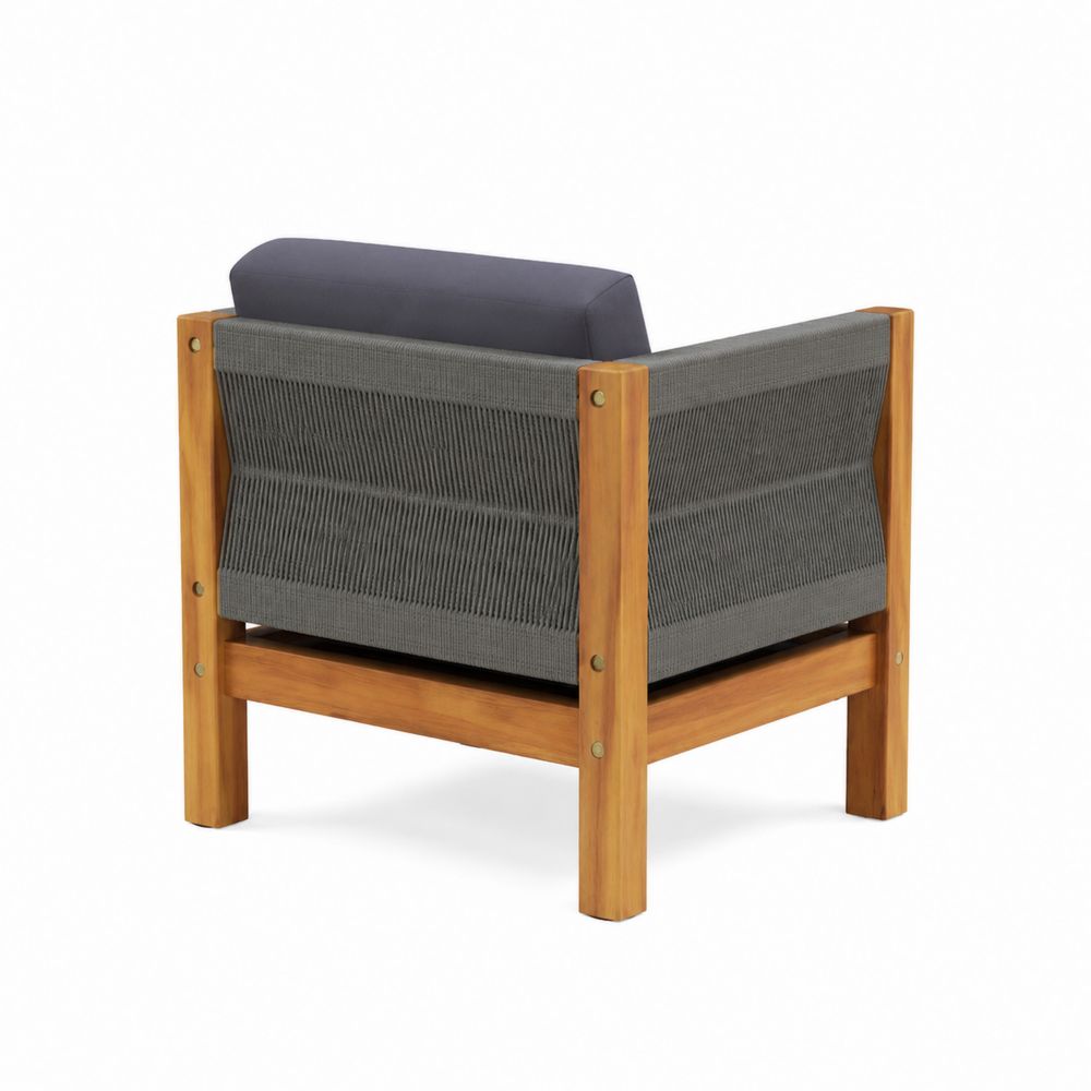 Gartensessel aus Akazienholz mit Polyesterseil und Polyesterkissen 70x78x75 cm