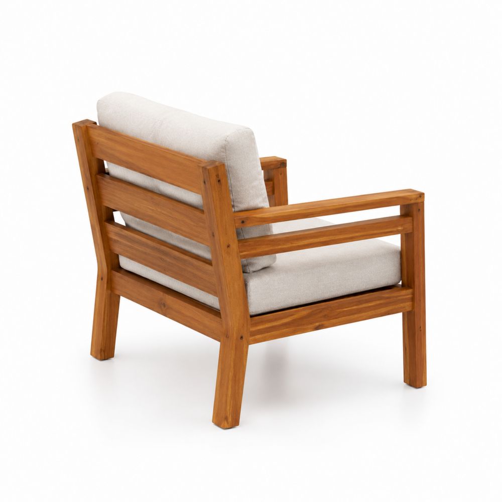 Outdoor-Stuhl aus Akazienholz mit Kissen Beige