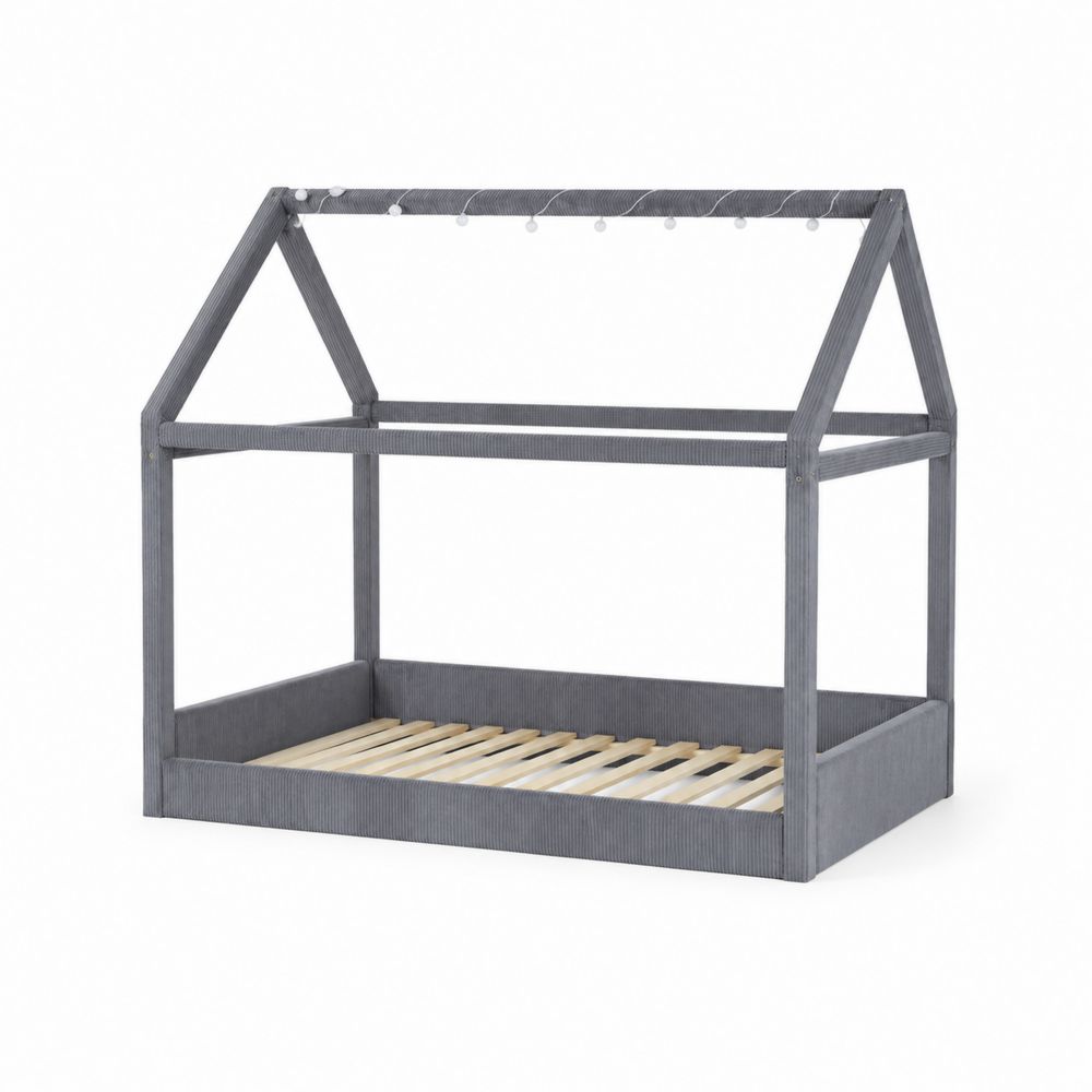 Kinderhausbett aus Kiefernholz Grau 200x90 cm