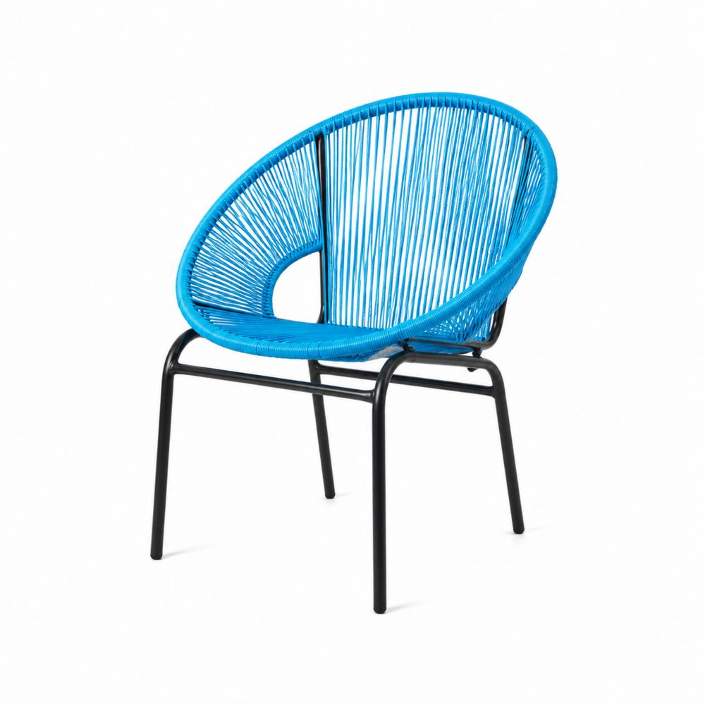 Runder Outdoor-Stuhl aus Kunststoff Blau