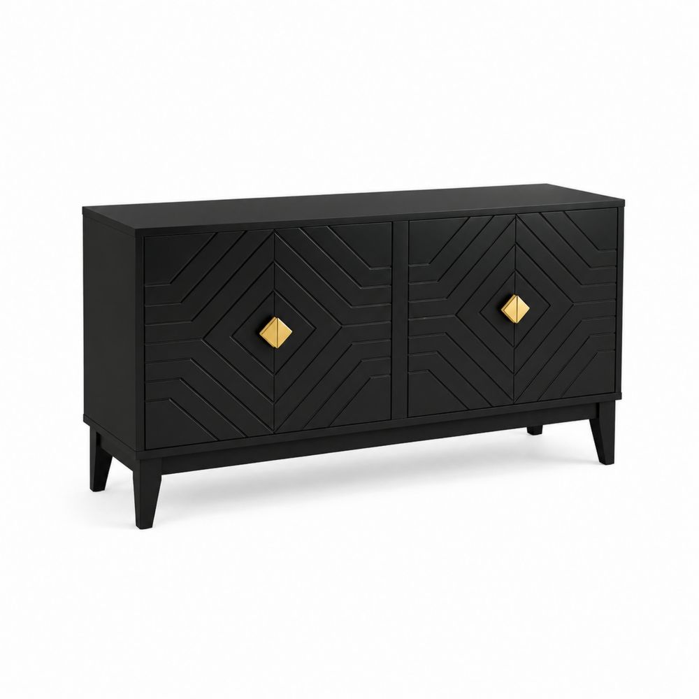Sideboard rechteckig 150x80x40 cm Holz Schwarz