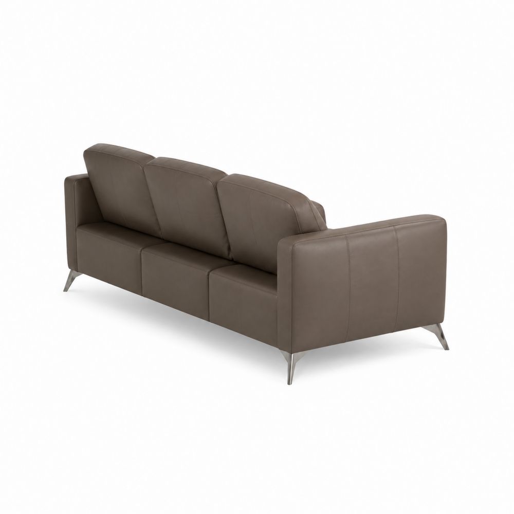3-Sitzer Sofa Leder Braun Metallfüße
