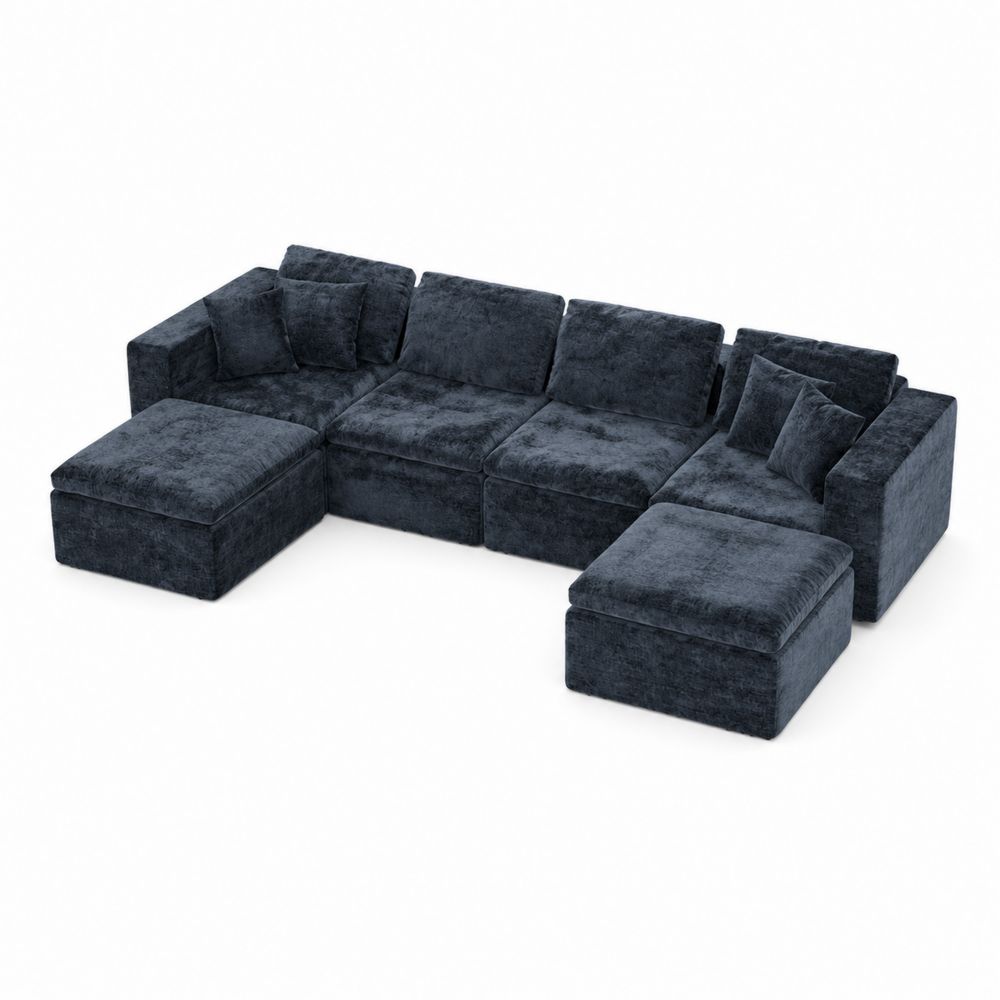 Modulares Ecksofa Set mit Samtbezug Anthrazit