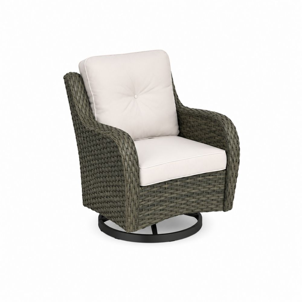 Outdoor-Rattan-Clubsessel Drehbar Beige Kissen