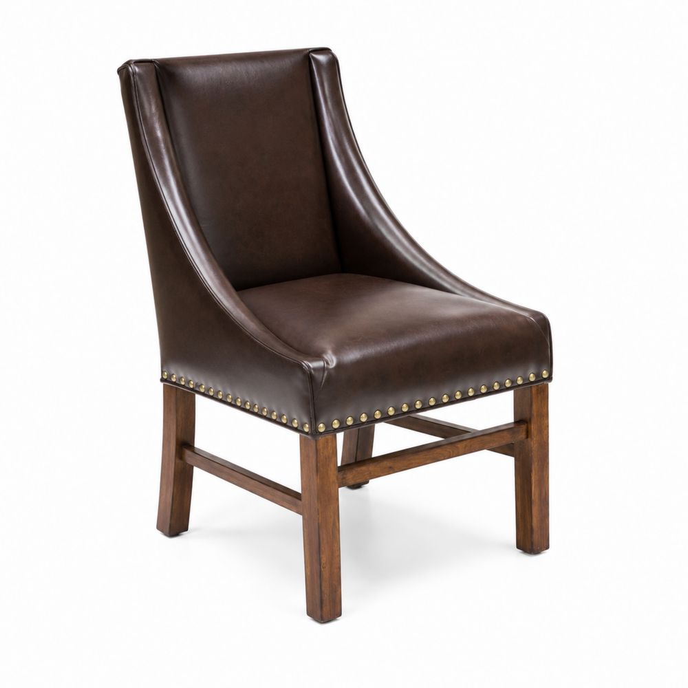 Esszimmerstuhl Massivholz und Kunstleder Braun 55x60x90 cm