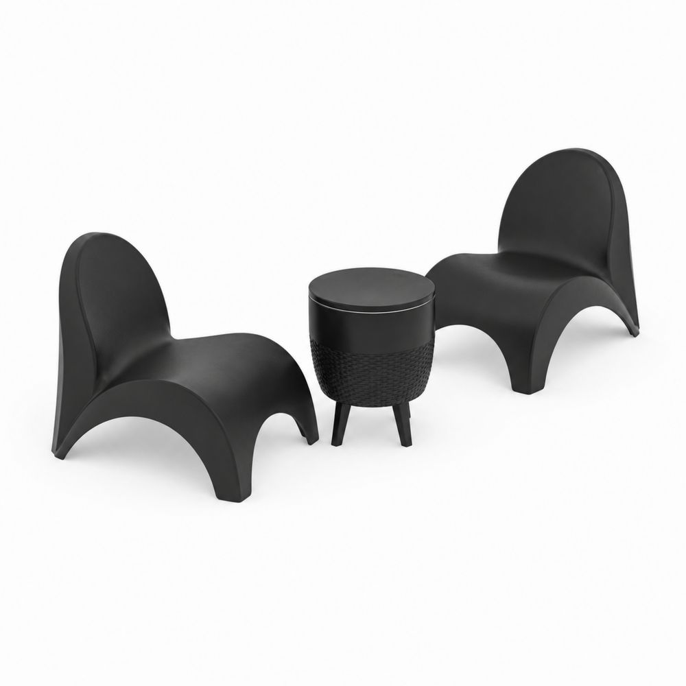 Gartenmöbel-Set aus Kunststoff Schwarz