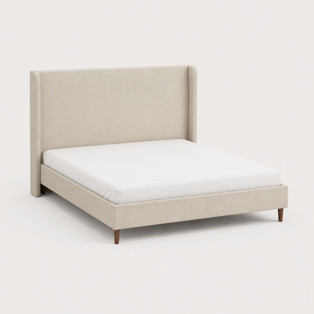Polsterbett mit Stoffbezug und Massivholzrahmen 200x160 cm Beige