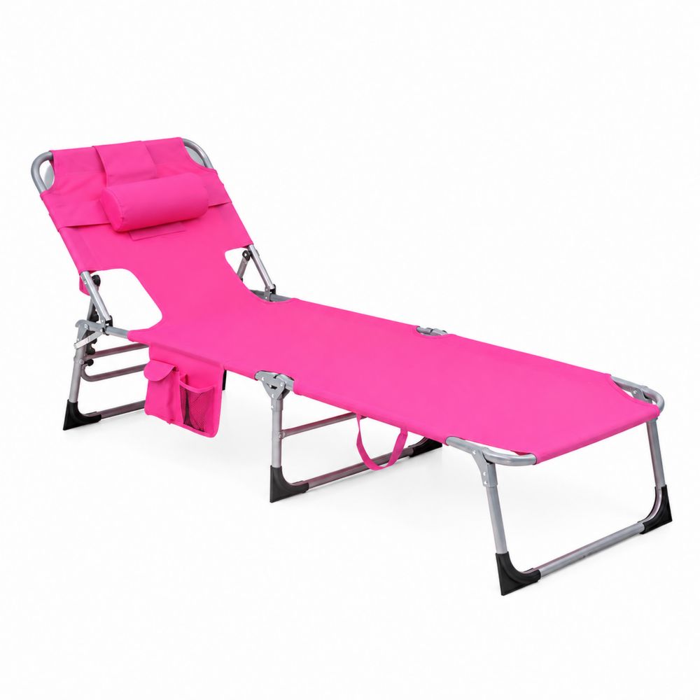 Sonnenliege mit Stahlrahmen und Polyesterbezug 190x60cm Pink
