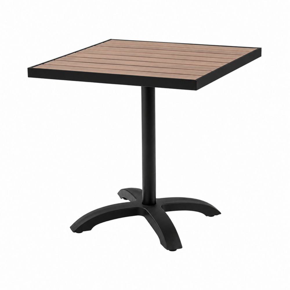 Quadratischer Tisch aus Metall und Holz 70x70cm Braun/Schwarz