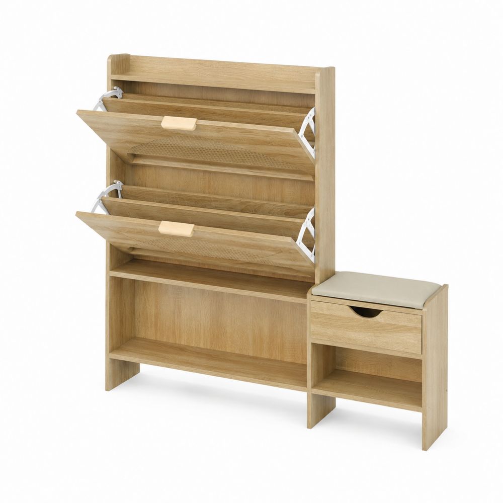 Schuhschrank mit Bank aus Eichenholz