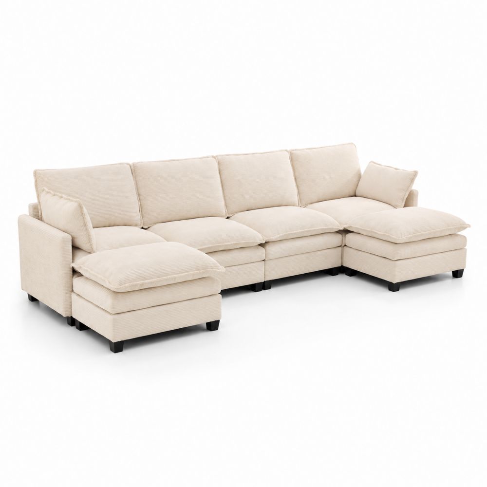 Ecksofa Stoff Beige L-Form