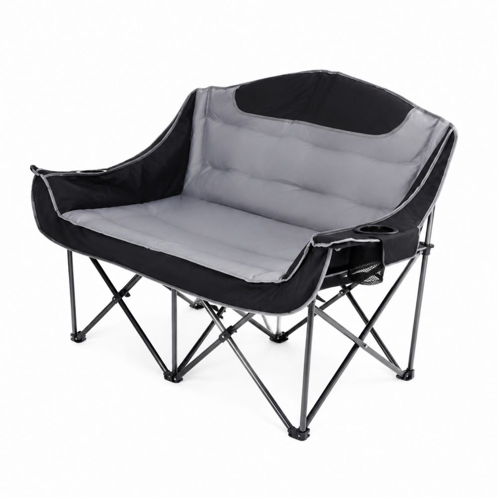 Outdoor Doppelsitz Klappstuhl Stahl Polyester Schwarz/Grau