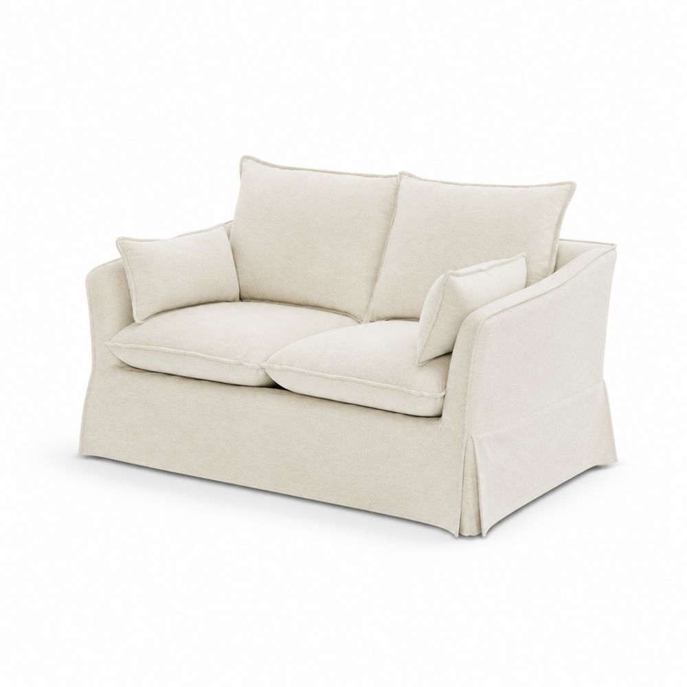 Zweisitzer Sofa Leinen Creme 150cm