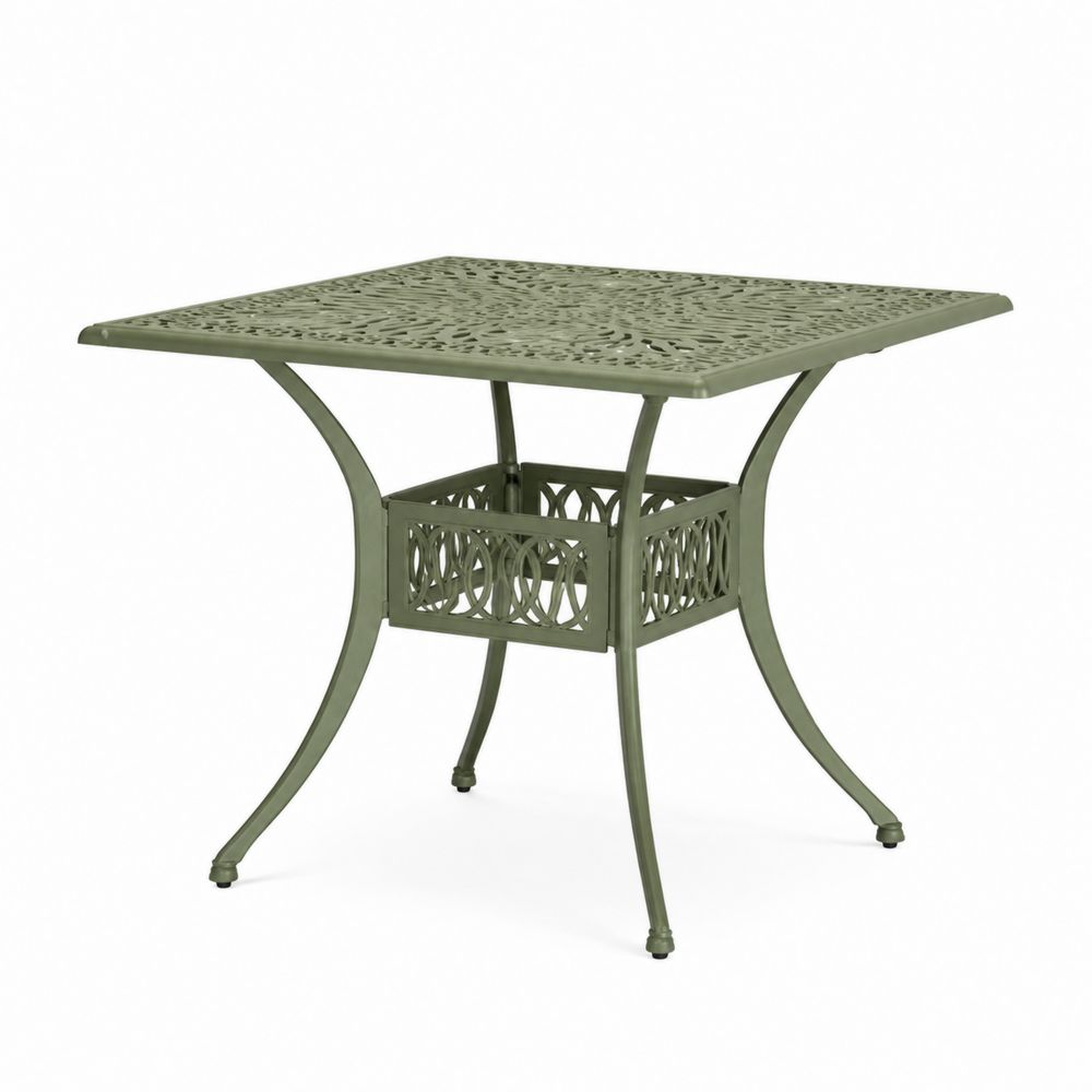 Tavolo quadrato da giardino in metallo verniciato verde