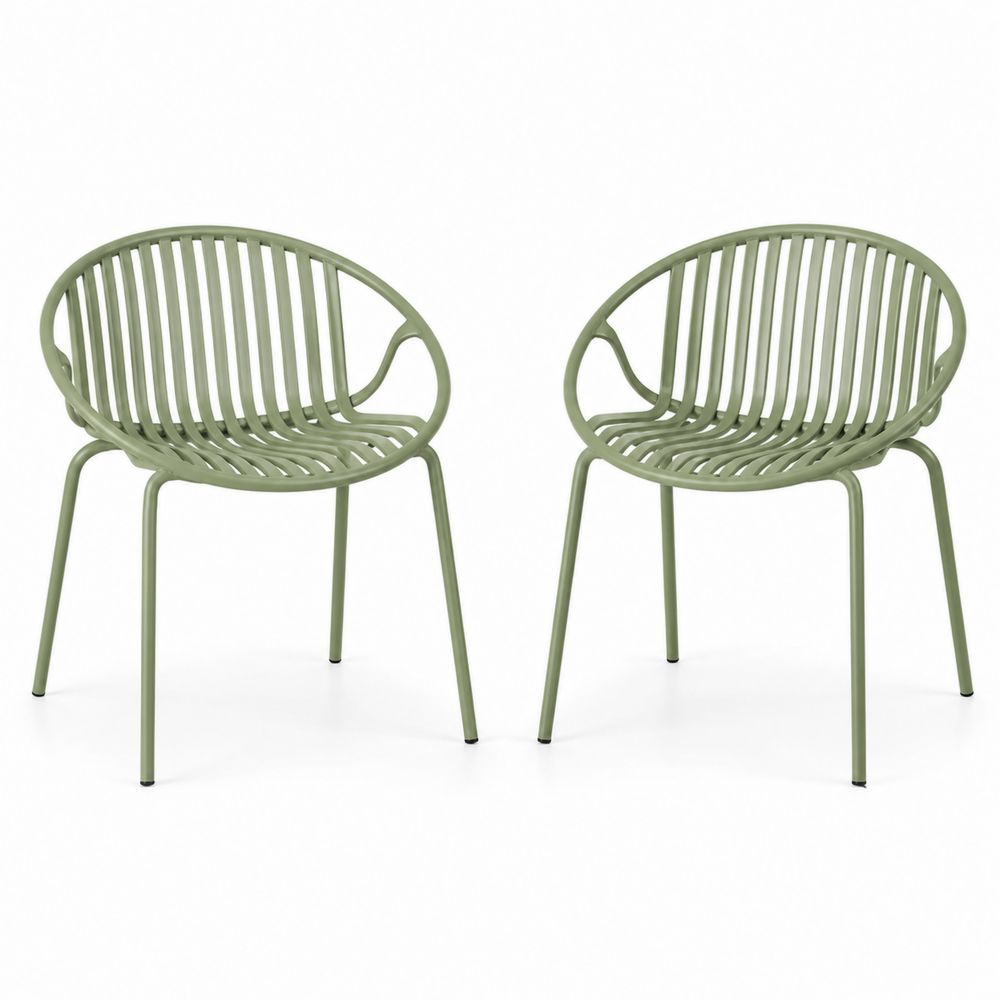 Set di Sedie da Giardino in Metallo Verniciato Verde