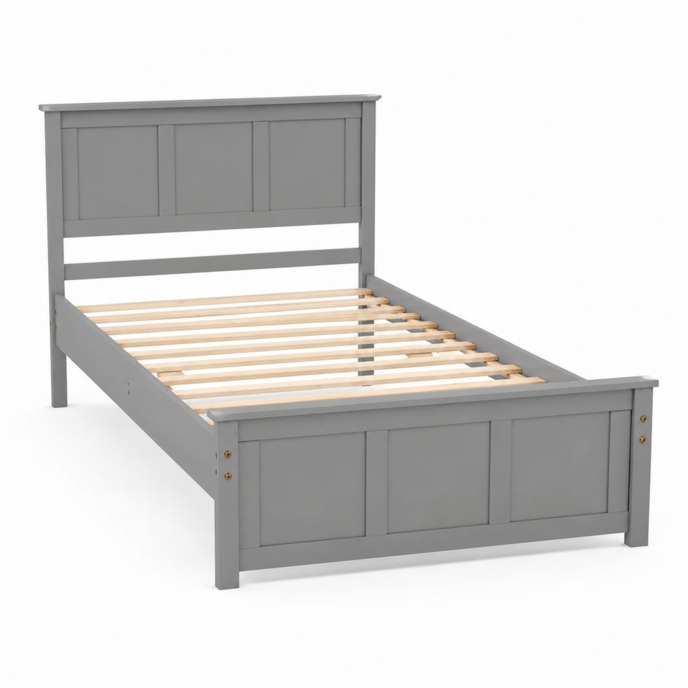 Letto in legno grigio con doghe 200x140 cm