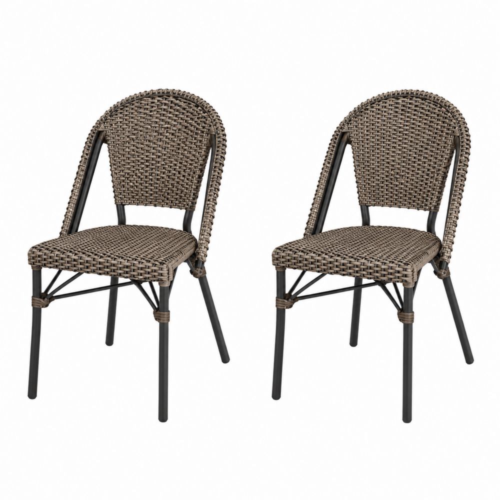 Set di 2 sedie in Polyrattan con Struttura in Metallo