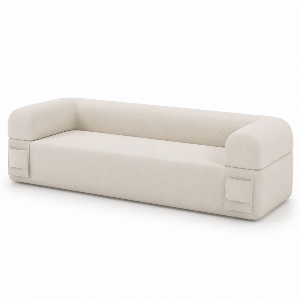 Divano in tessuto beige a tre posti