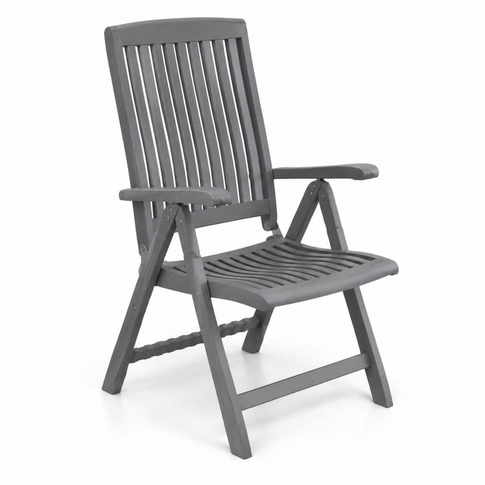 Sedia Pieghevole da Esterno in Legno di Acacia Grigio