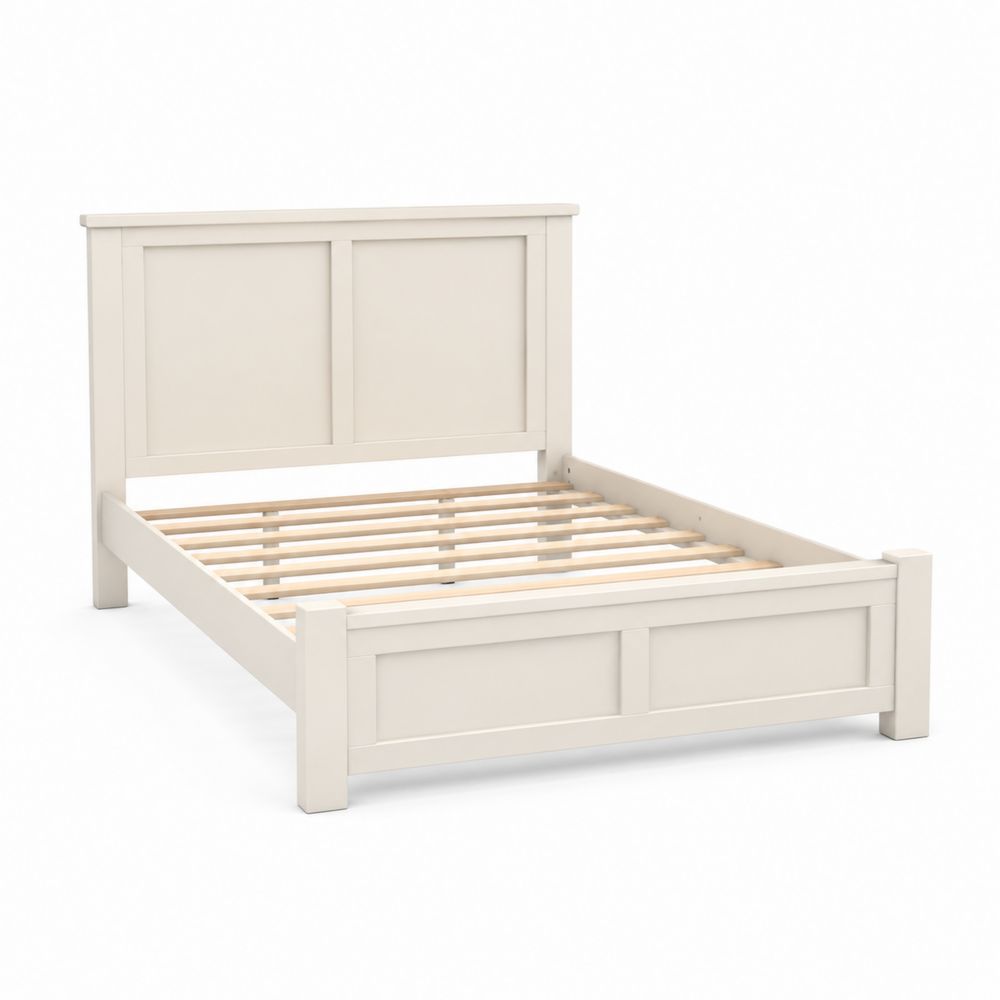 Letto a Pannelli in Legno di Pino 200x160 cm Bianco Crema