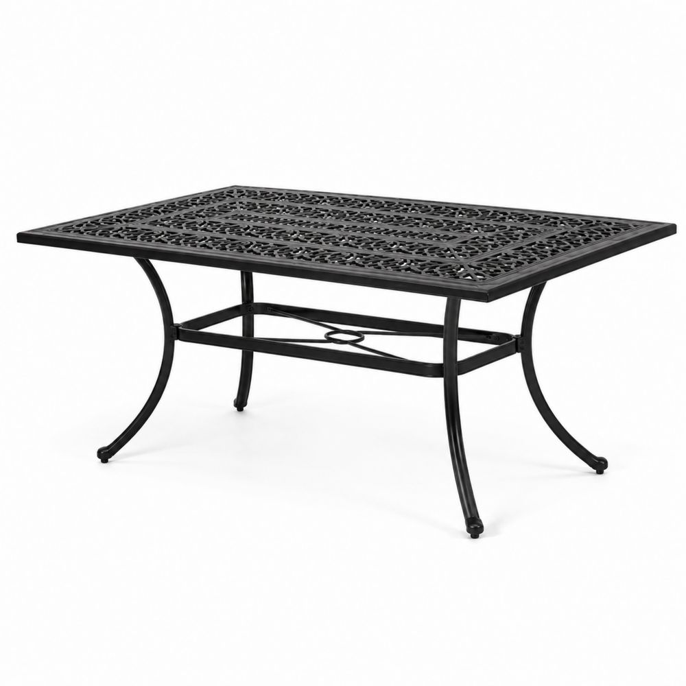 Tavolo da giardino rettangolare in ferro nero 150x90x72 cm