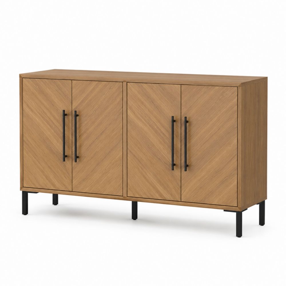 Credenza in legno con maniglie nere
