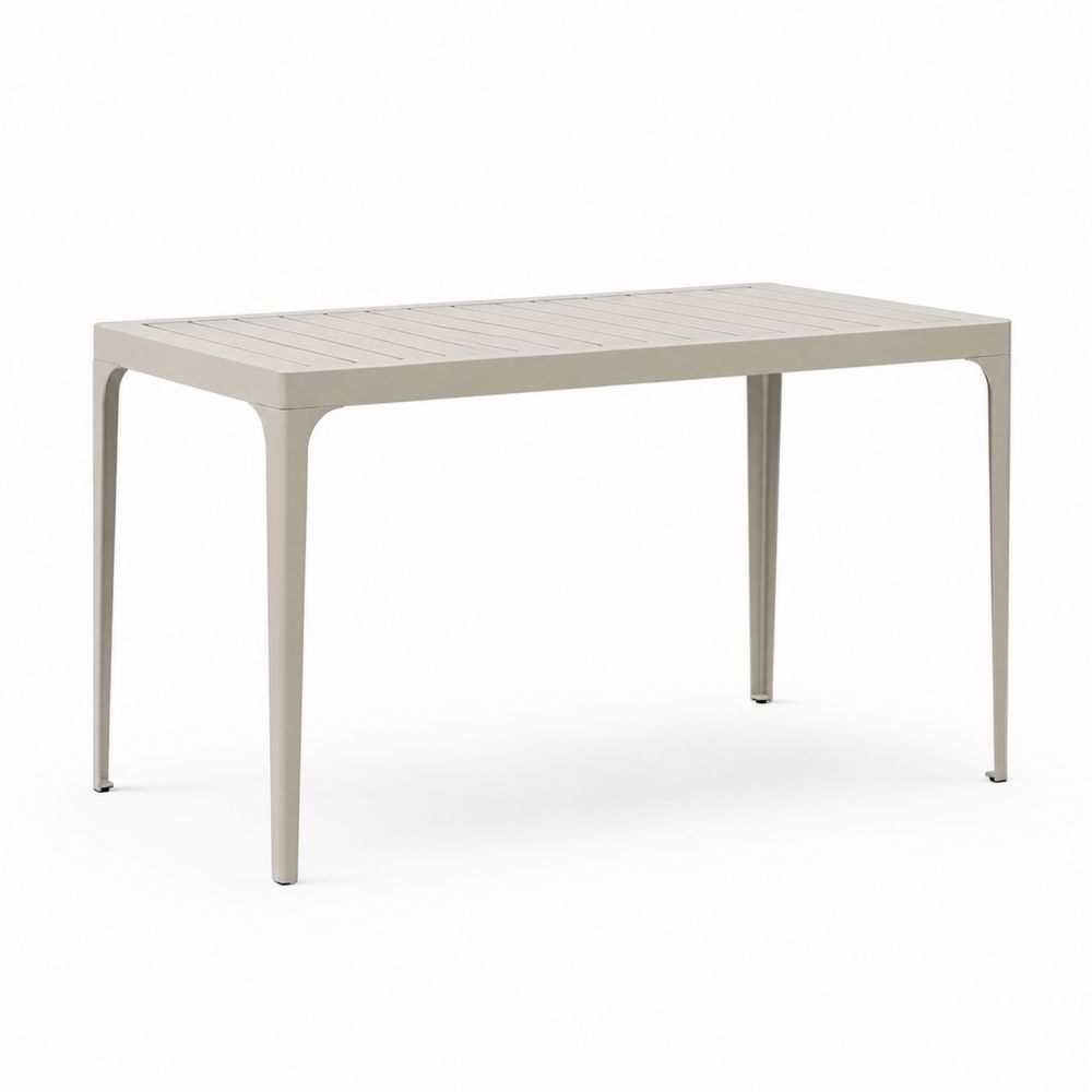Tavolo da pranzo rettangolare in metallo verniciato beige 150x90x75 cm
