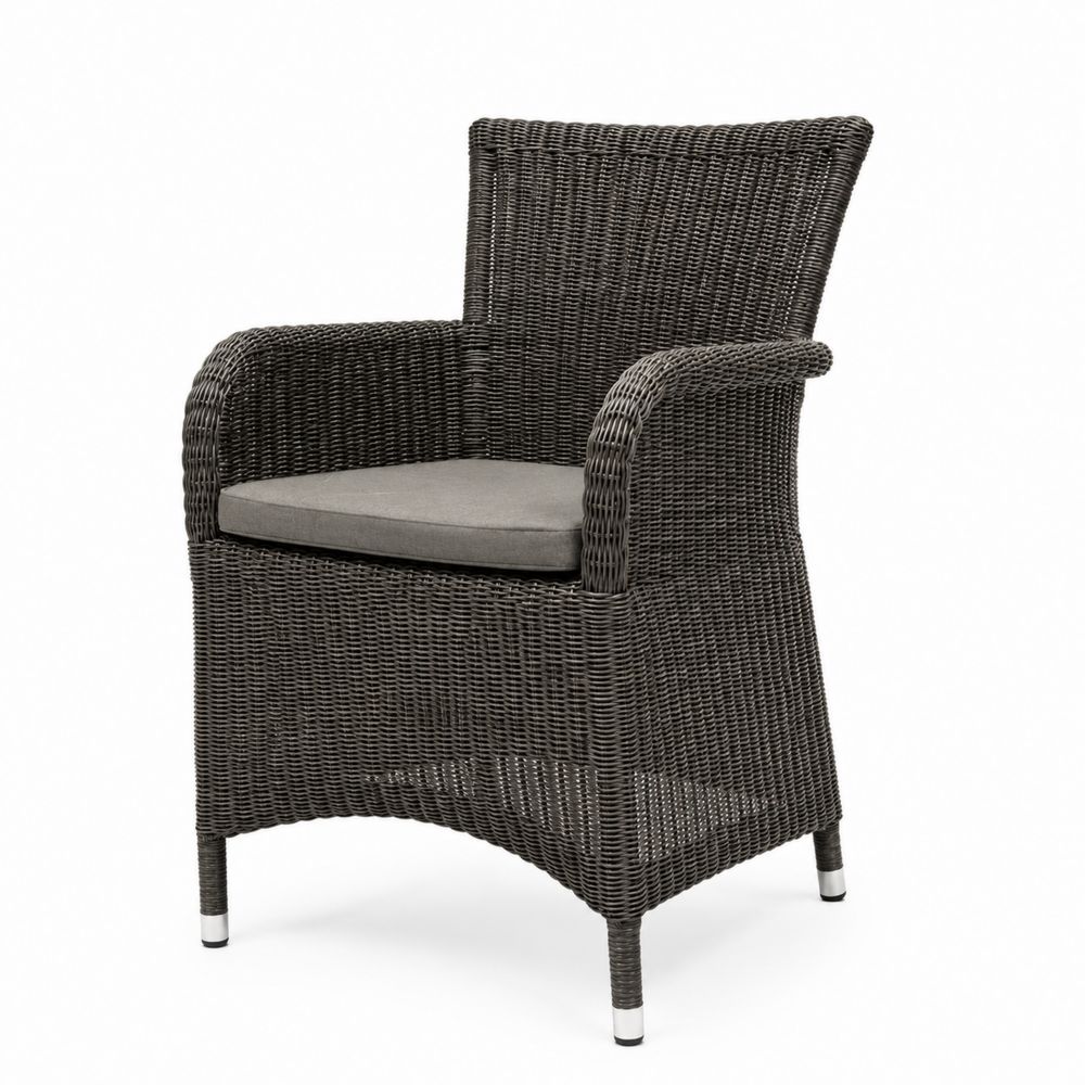 Sedia da Esterno in Rattan Sintetico con Cuscino Grigio