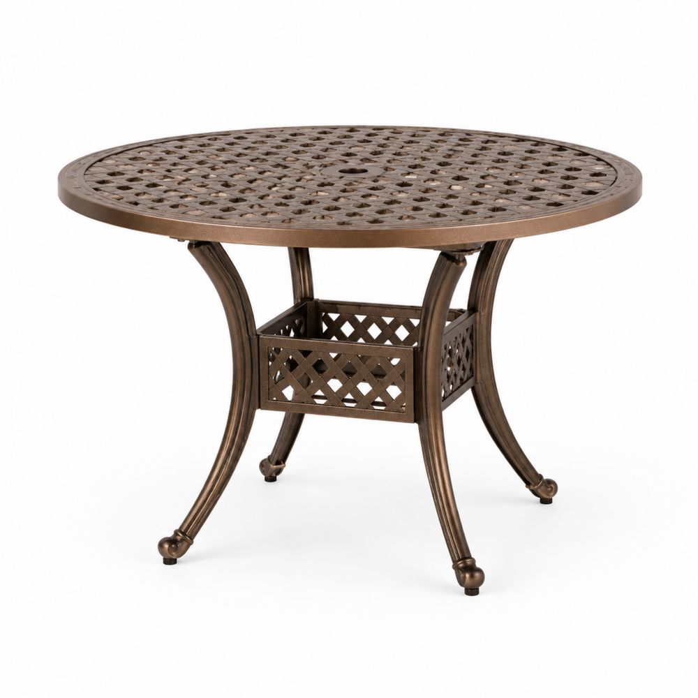 Tavolo rotondo da giardino in alluminio bronzo 90 cm