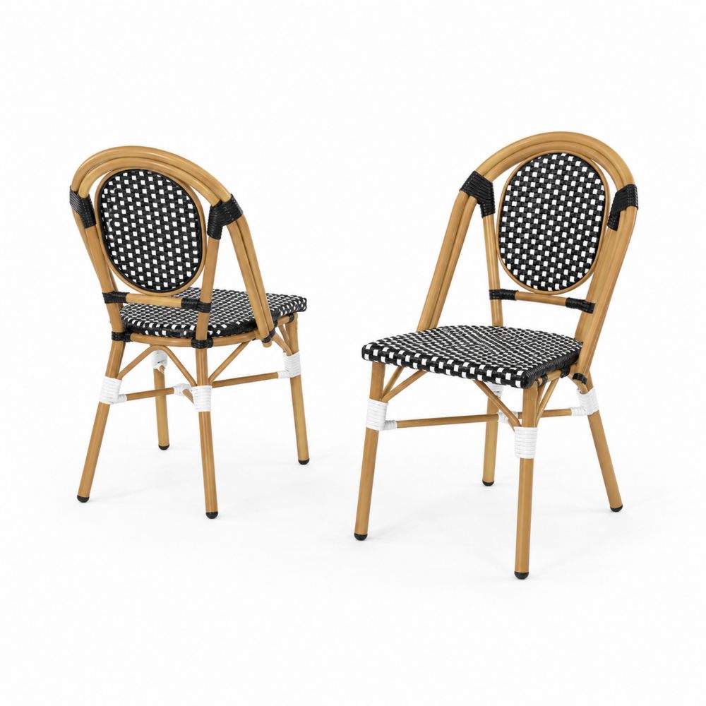 Set di 2 Sedie da Esterno in Rattan Sintetico con Struttura in Alluminio
