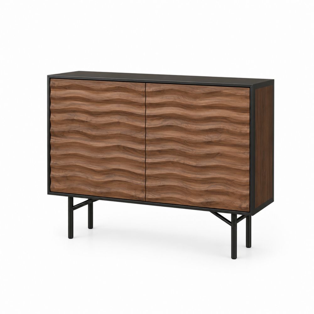 Credenza in Legno e Metallo con Ante Ondulate 120x40x85 cm