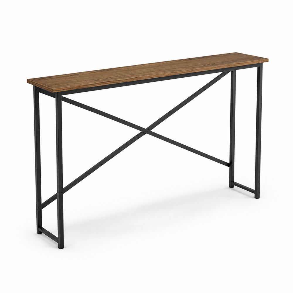 Consolle Rettangolare Legno Metallo 120 cm Marrone/Nero