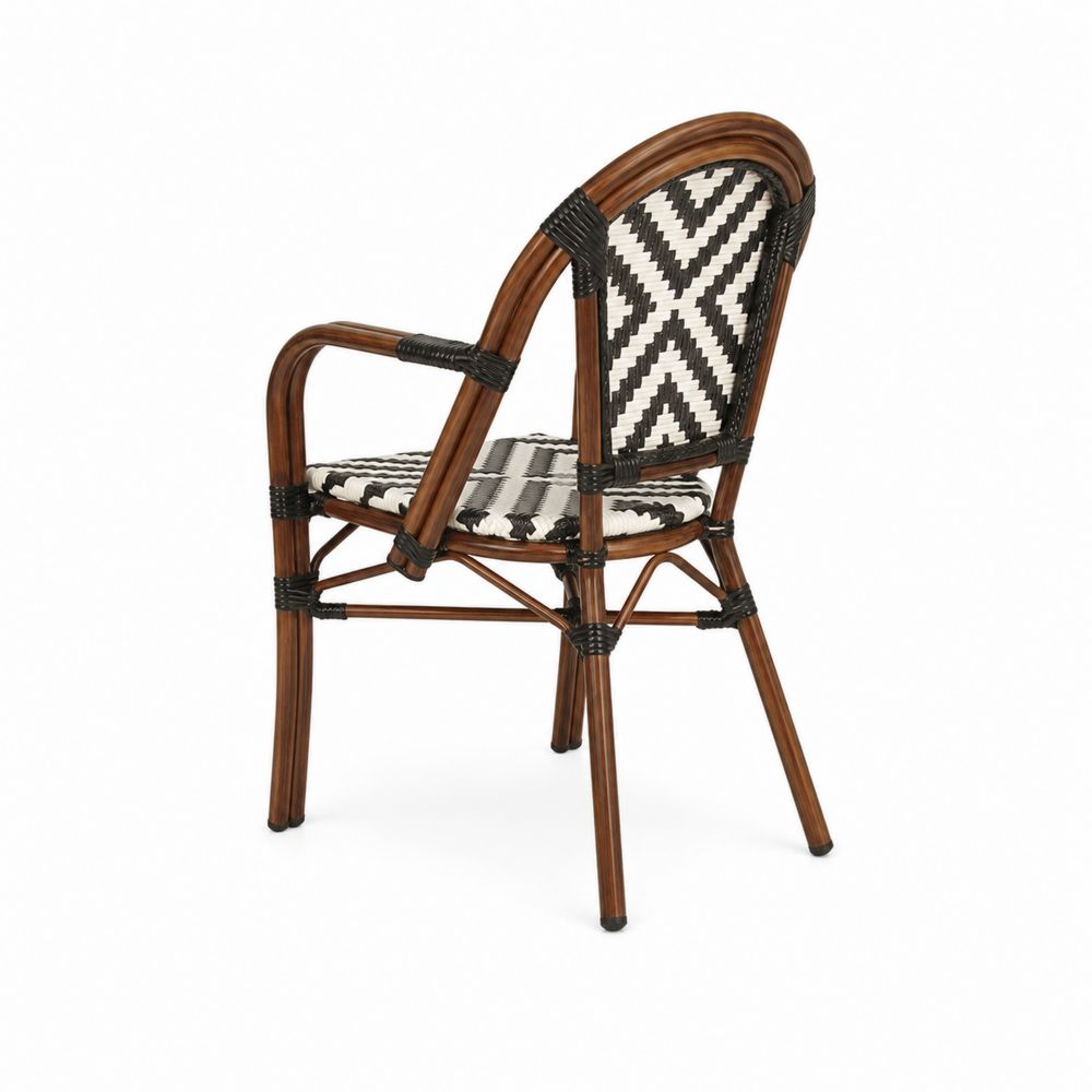 Sedia da giardino in rattan marrone e nero