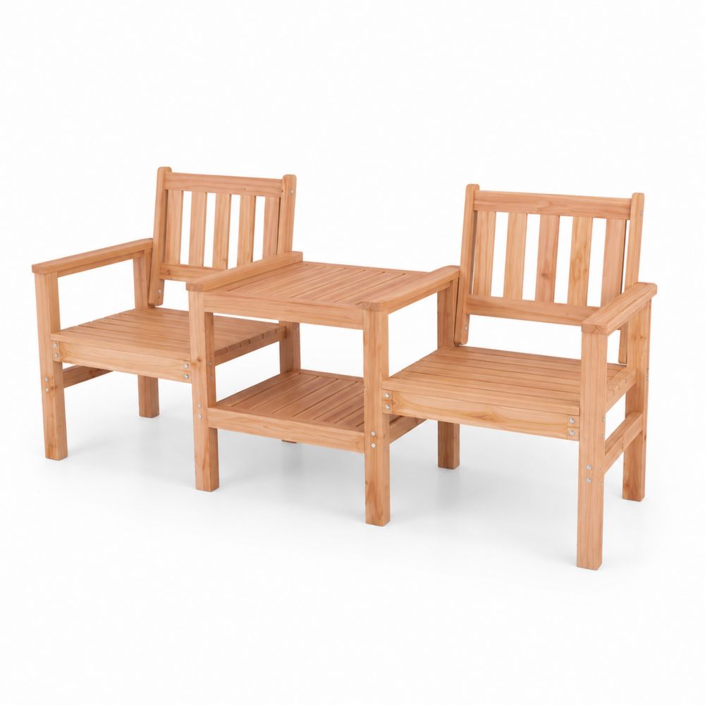 Set panchina in legno massello di acacia con tavolino