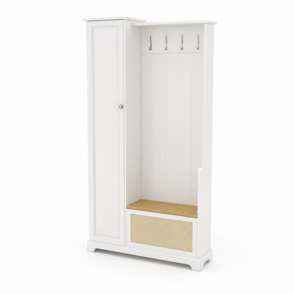 Appendiabiti Ingresso con Panca e Armadio in Legno MDF e Pino