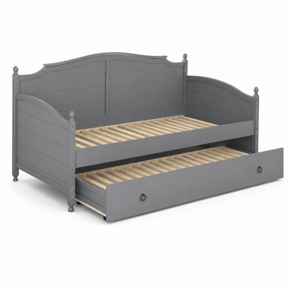 Divano Letto con Letto Estraibile in Legno Grigio 200x90 cm