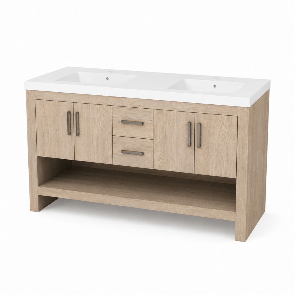 Mobile sottolavabo doppio lavandino legno rovere chiaro 150x50x85 cm