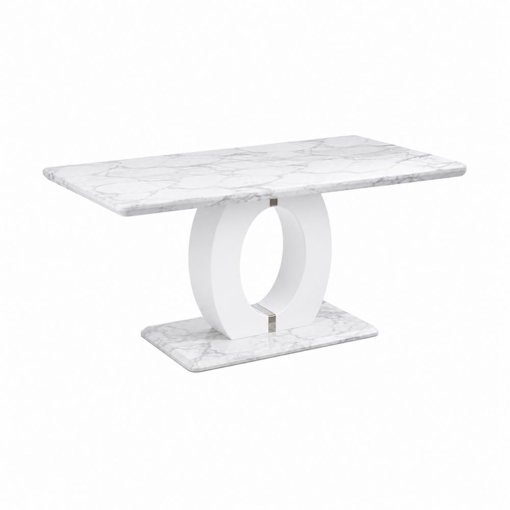 Tavolo da pranzo in marmo artificiale e MDF Bianco 160 cm