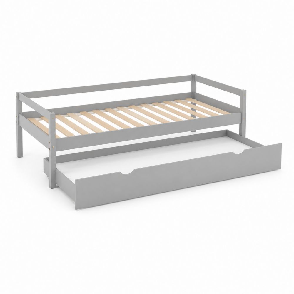 Letto in legno con cassetto grigio 200x90 cm
