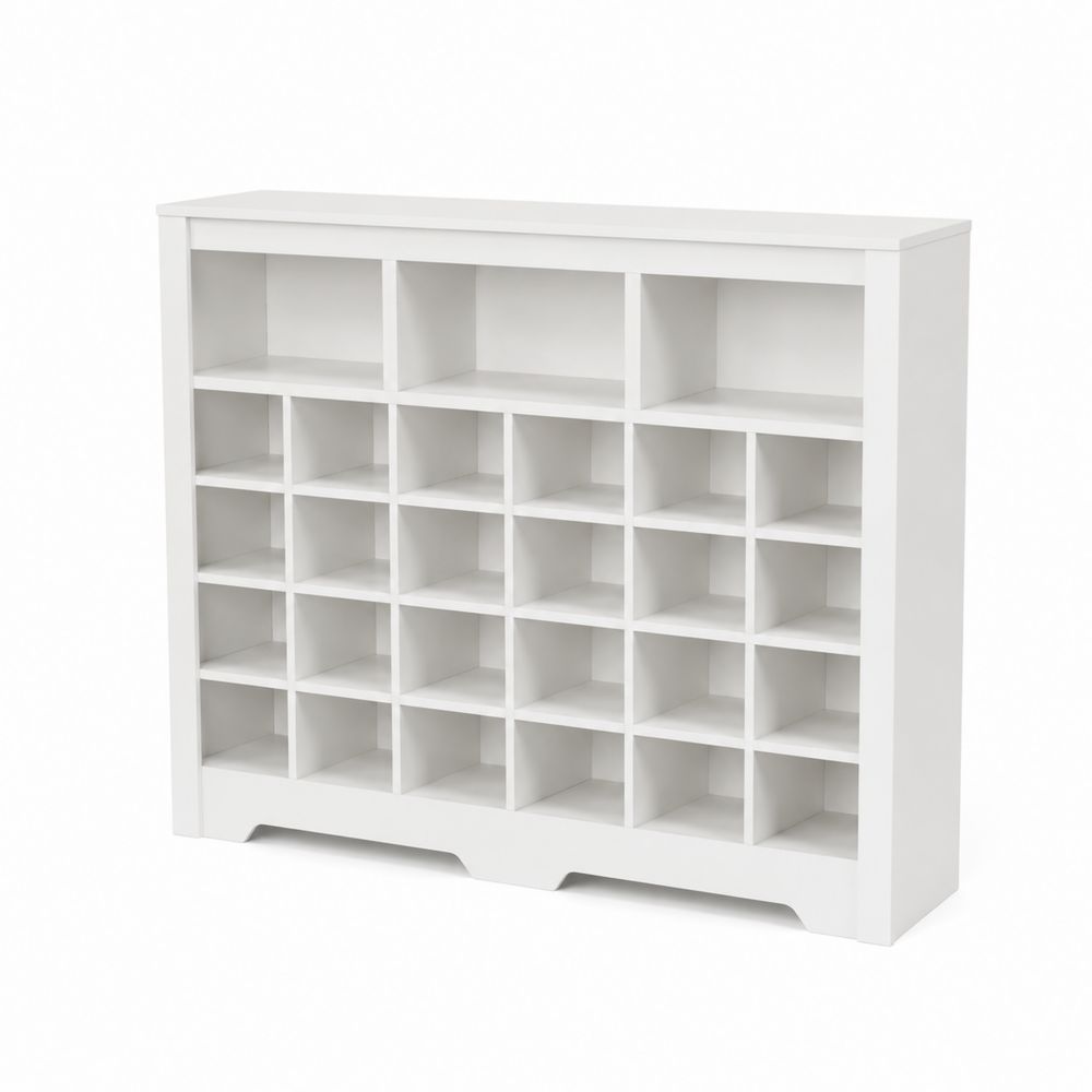 Scarpiera in Legno Composito Bianco con 30 Scomparti