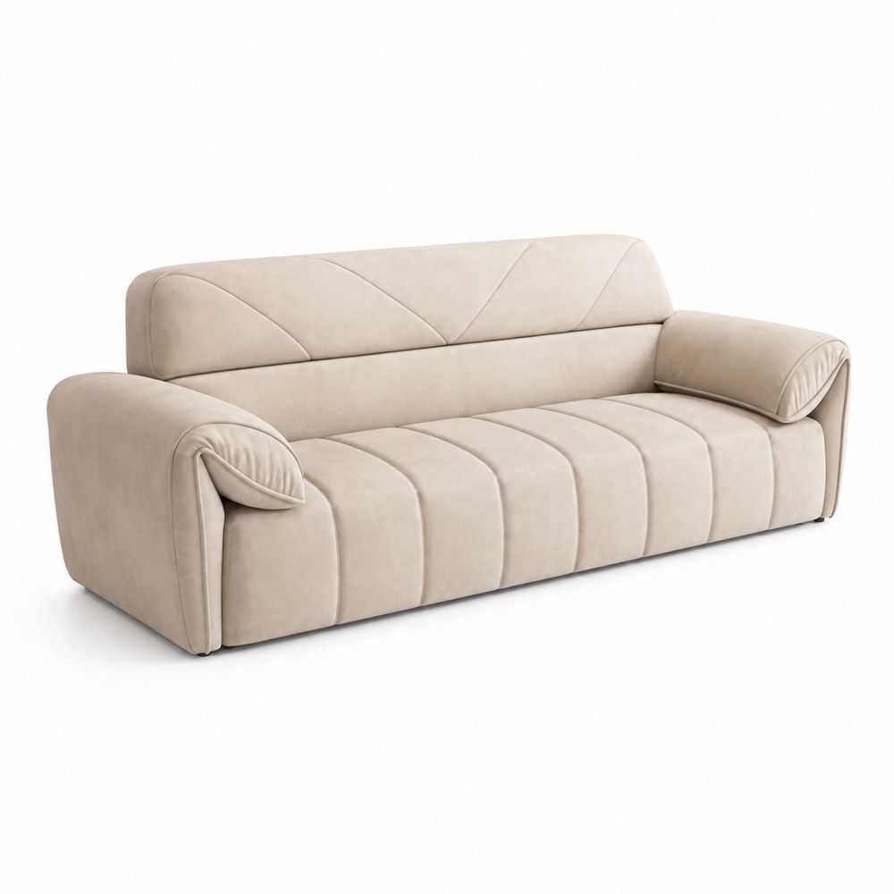 Divano 3 posti in microfibra e legno beige
