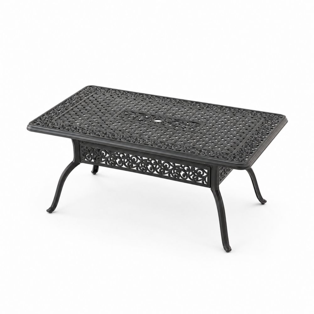 Tavolo da Giardino Rettangolare in Alluminio Nero