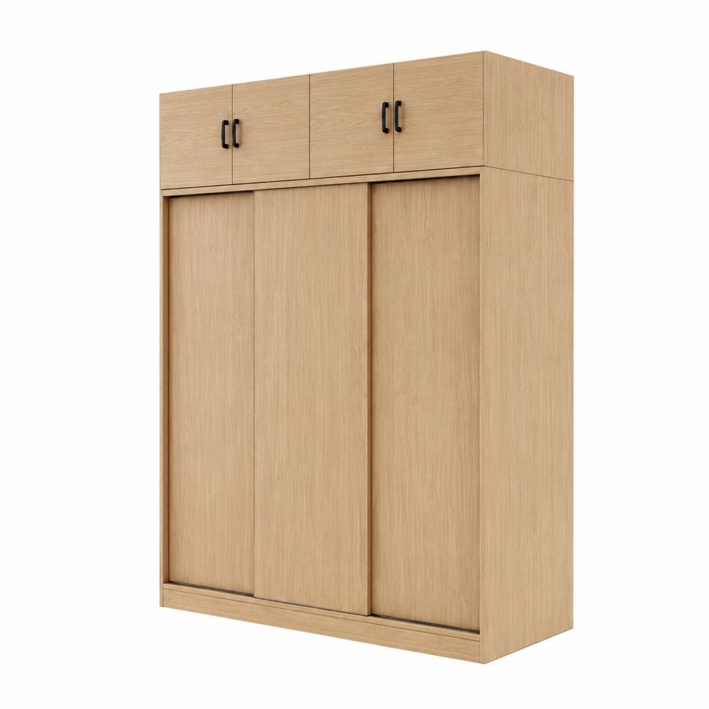 Armadio in Legno Chiaro con Ante Scorrevoli 240x200x60 cm