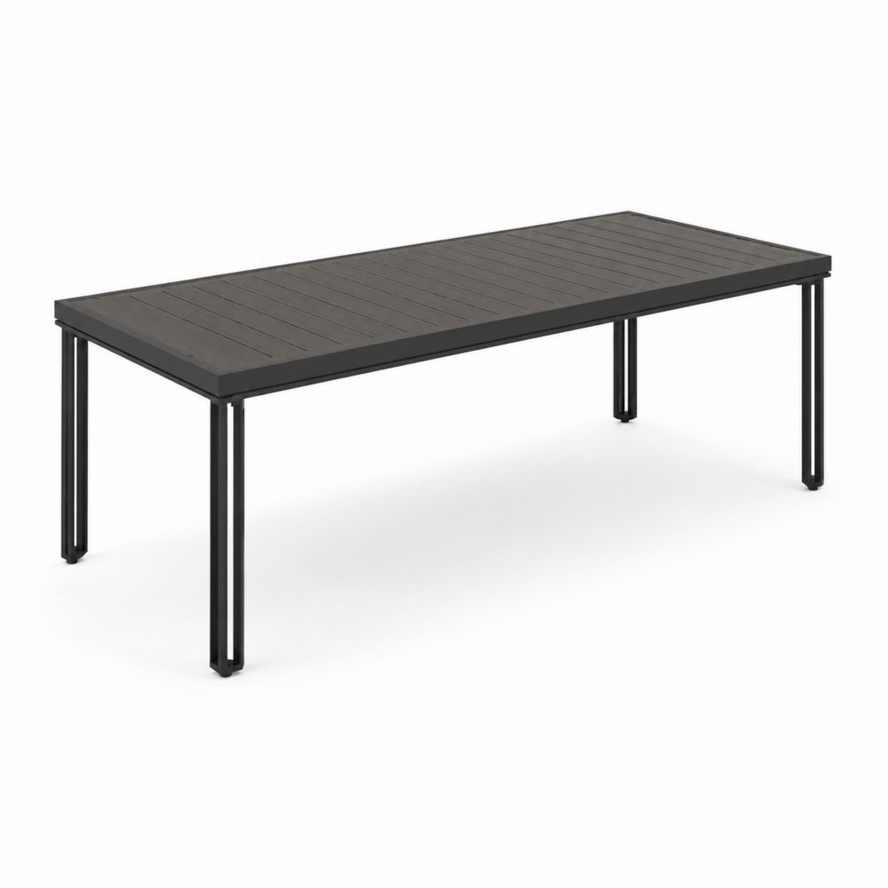 Tavolo rettangolare da esterno in legno composito e acciaio 200x90 cm Nero