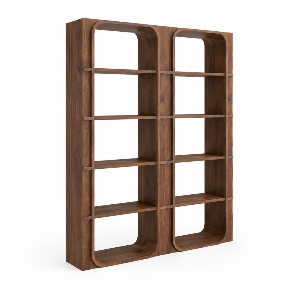 Libreria in Legno Massello di Noce con Ripiani, 200x180x30 cm