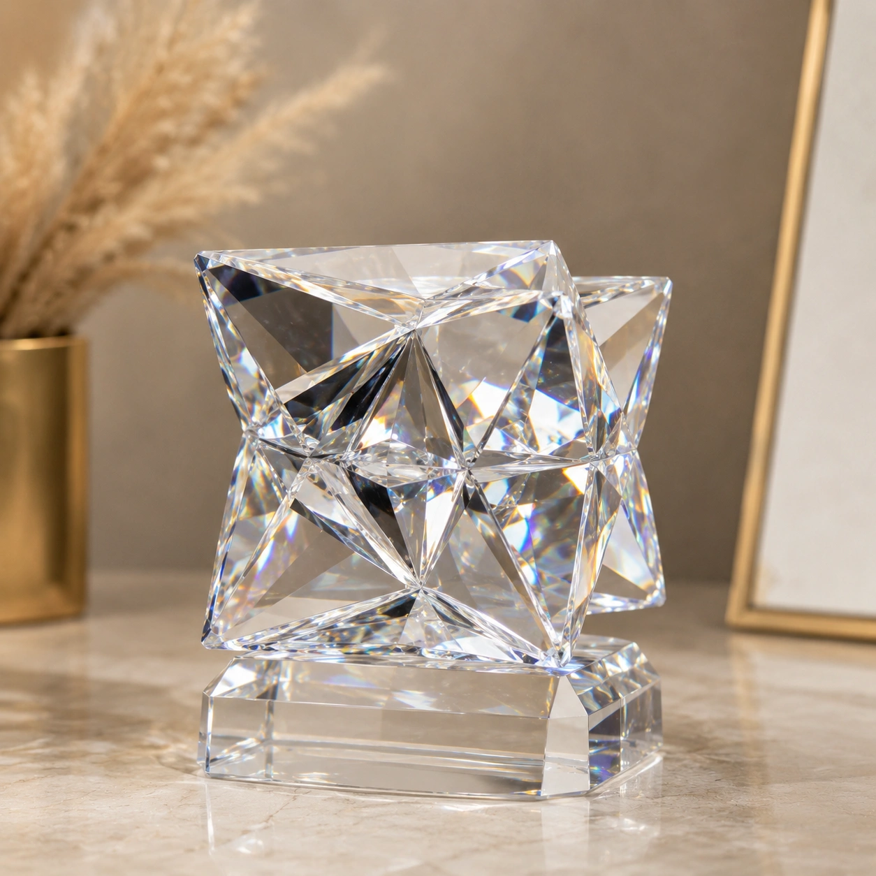 Portavelas Geometrico de Cristal